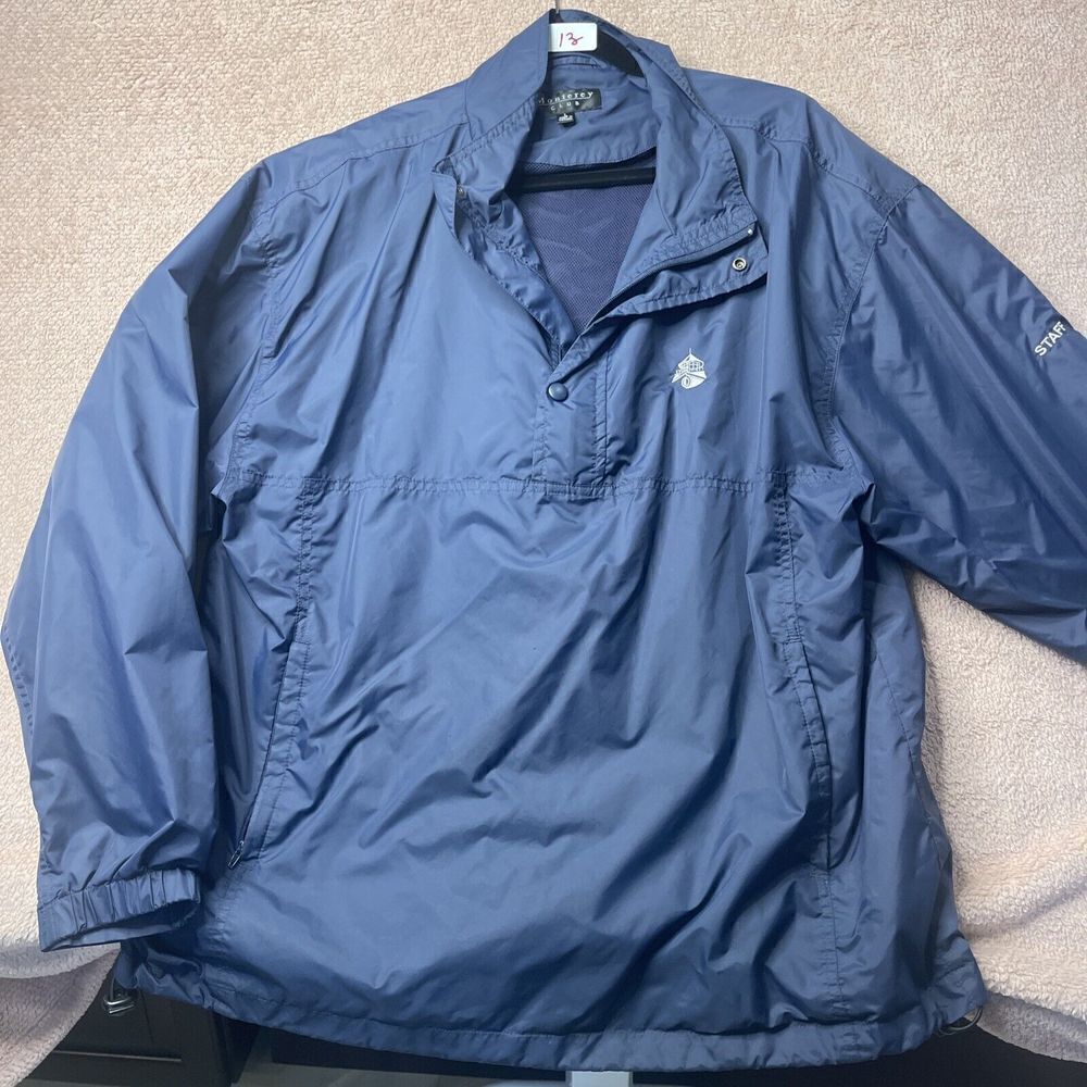 Monterey Club Navy Long Sleeve 1/2 Zip Snap Golf Pullover Jacket Size L Rainwear